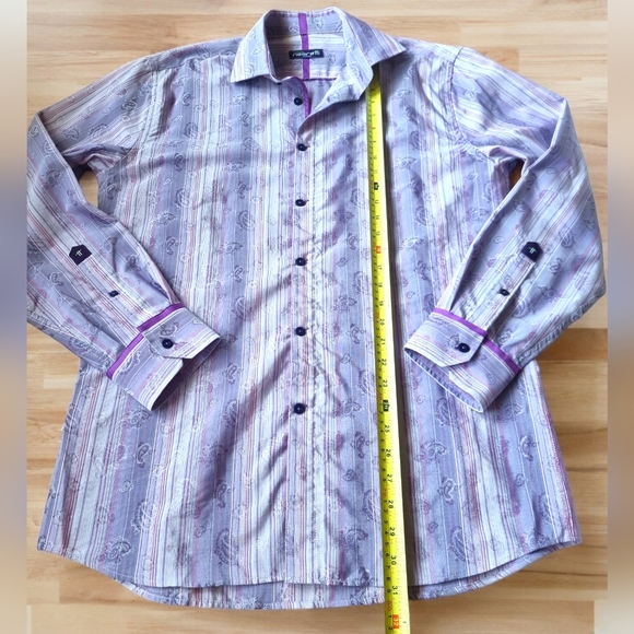 Franco Negretti Paisley Striped Button Down Dress Shirt - Picture 11 of 11